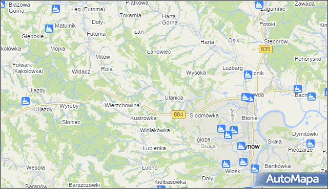 mapa Ulanica, Ulanica na mapie Targeo