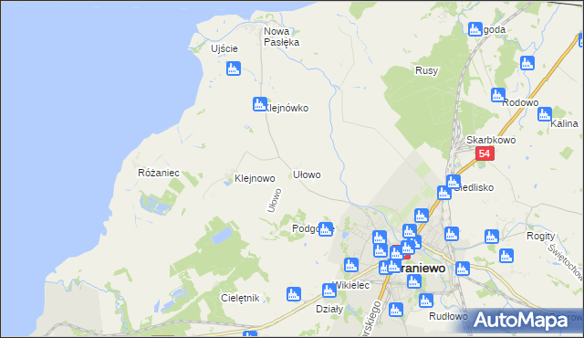 mapa Ułowo, Ułowo na mapie Targeo