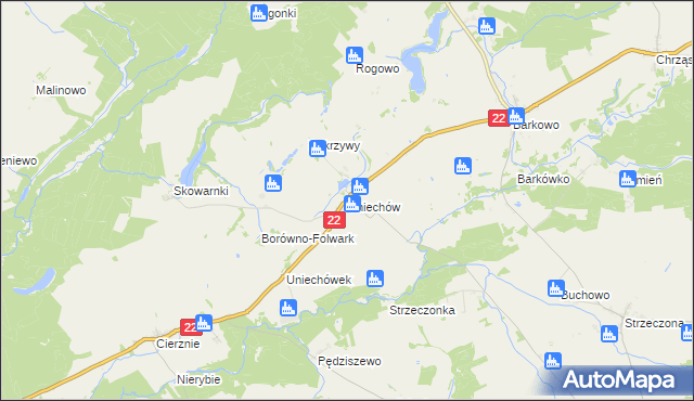 mapa Uniechów, Uniechów na mapie Targeo