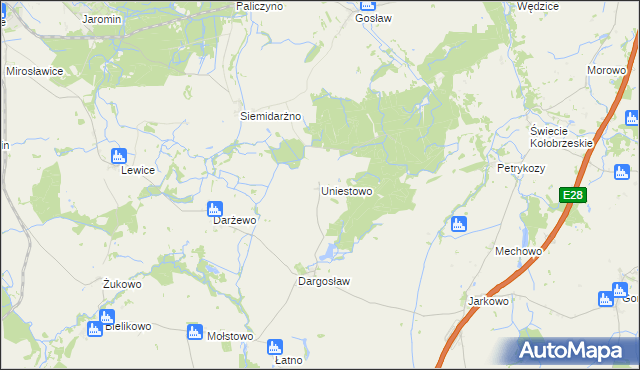 mapa Uniestowo, Uniestowo na mapie Targeo