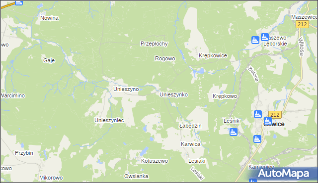 mapa Unieszynko, Unieszynko na mapie Targeo