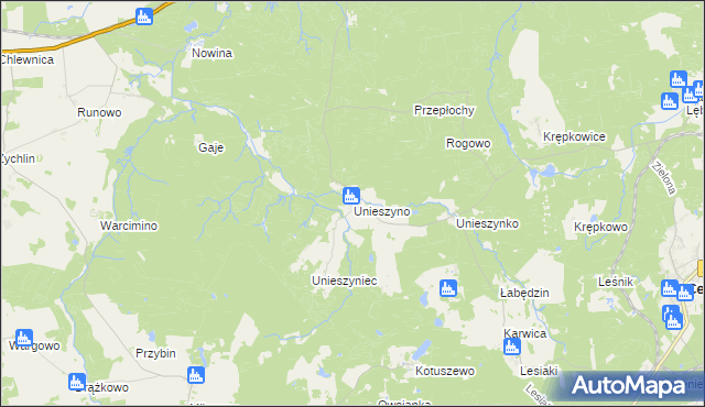 mapa Unieszyno, Unieszyno na mapie Targeo