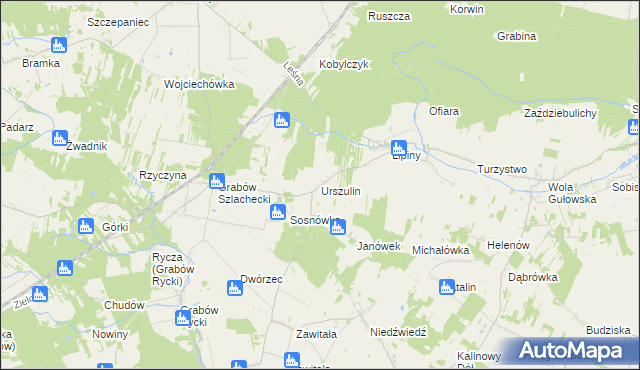 mapa Urszulin gmina Nowodwór, Urszulin gmina Nowodwór na mapie Targeo