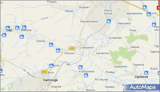 mapa Urzejowice, Urzejowice na mapie Targeo