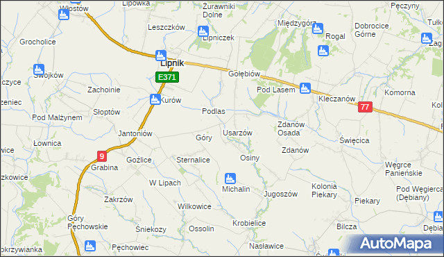 mapa Usarzów, Usarzów na mapie Targeo