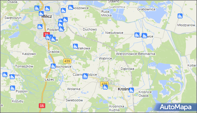 mapa Wąbnice, Wąbnice na mapie Targeo