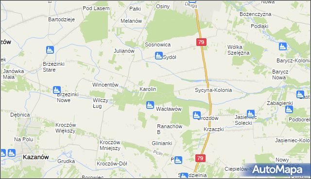 mapa Wacławów Gajówka, Wacławów Gajówka na mapie Targeo