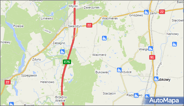 mapa Waćmierz, Waćmierz na mapie Targeo