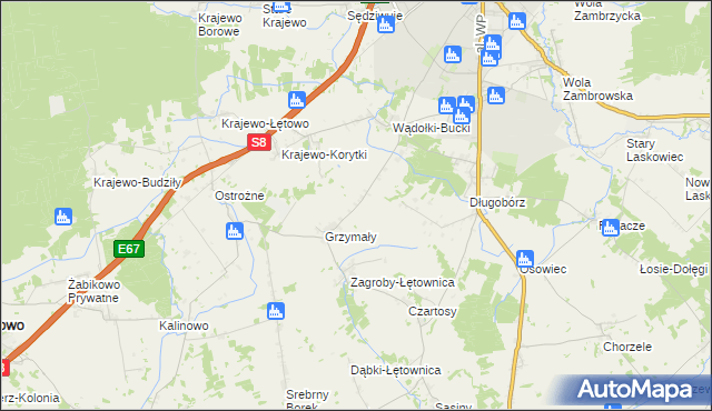 mapa Wądołki-Borowe, Wądołki-Borowe na mapie Targeo