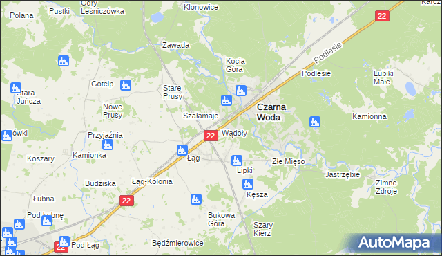 mapa Wądoły gmina Czersk, Wądoły gmina Czersk na mapie Targeo