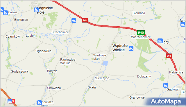 mapa Wądroże Małe, Wądroże Małe na mapie Targeo