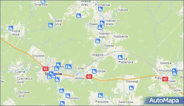 mapa Wąglów, Wąglów na mapie Targeo