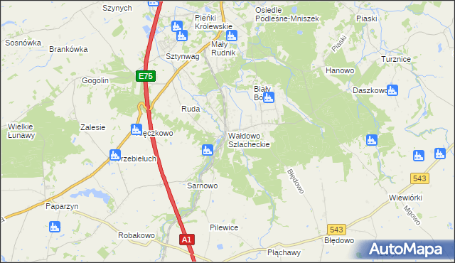 mapa Wałdowo Szlacheckie, Wałdowo Szlacheckie na mapie Targeo