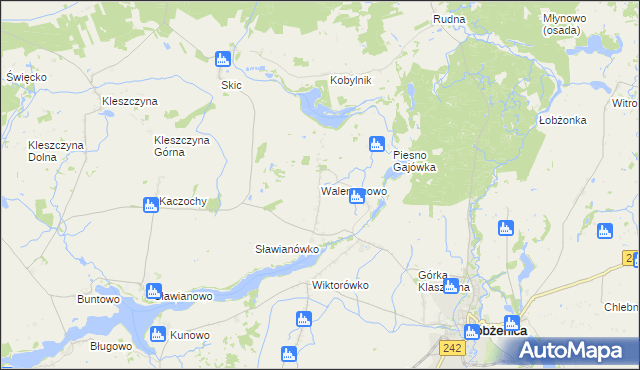 mapa Walentynowo gmina Łobżenica, Walentynowo gmina Łobżenica na mapie Targeo
