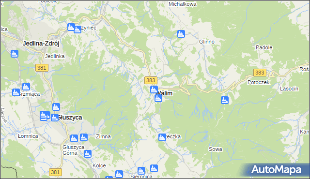 mapa Walim powiat wałbrzyski, Walim powiat wałbrzyski na mapie Targeo