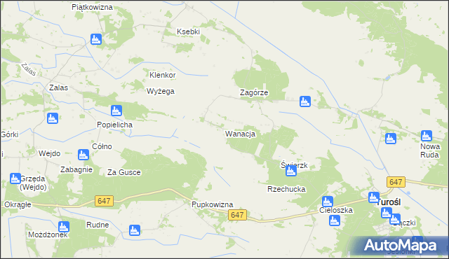 mapa Wanacja, Wanacja na mapie Targeo