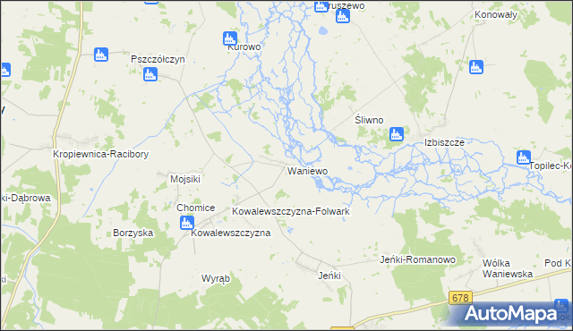 mapa Waniewo gmina Sokoły, Waniewo gmina Sokoły na mapie Targeo