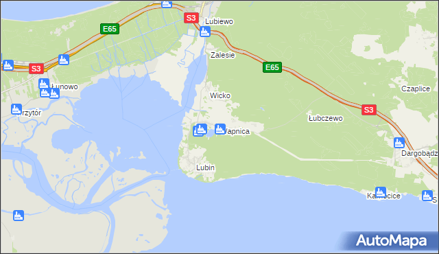 mapa Wapnica gmina Międzyzdroje, Wapnica gmina Międzyzdroje na mapie Targeo