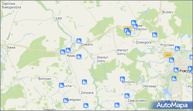 mapa Wardyń Dolny, Wardyń Dolny na mapie Targeo