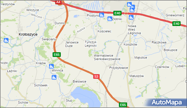 mapa Warmątowice Sienkiewiczowskie, Warmątowice Sienkiewiczowskie na mapie Targeo