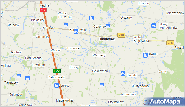 mapa Warpęsy, Warpęsy na mapie Targeo