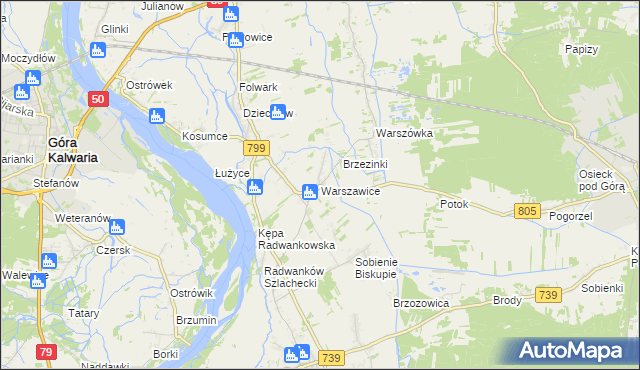 mapa Warszawice, Warszawice na mapie Targeo