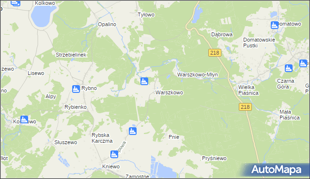 mapa Warszkowo gmina Wejherowo, Warszkowo gmina Wejherowo na mapie Targeo
