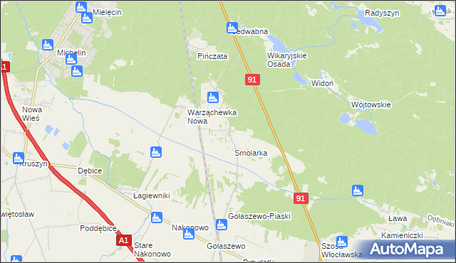 mapa Warząchewka Królewska, Warząchewka Królewska na mapie Targeo