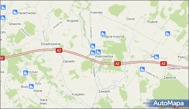 mapa Waśkowólka, Waśkowólka na mapie Targeo