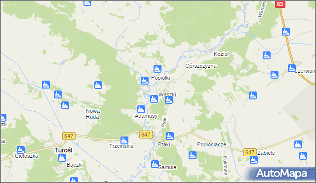 mapa Waszki, Waszki na mapie Targeo