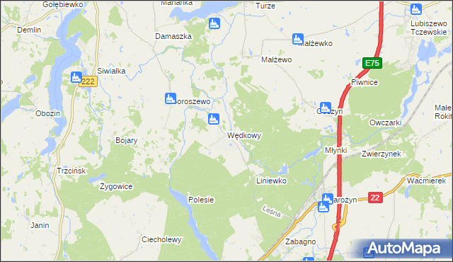 mapa Wędkowy, Wędkowy na mapie Targeo