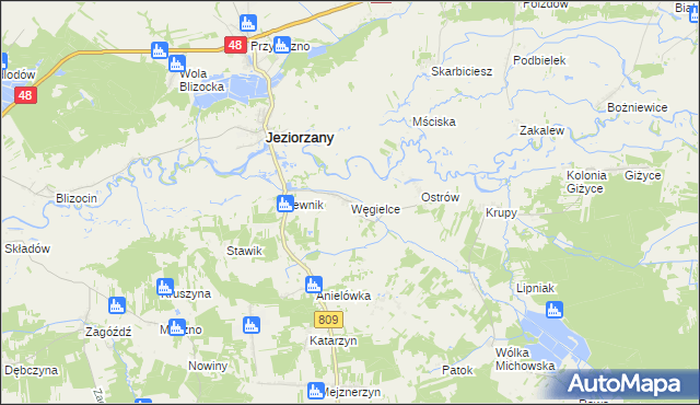 mapa Węgielce, Węgielce na mapie Targeo