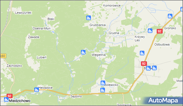 mapa Węgielnia gmina Miedzichowo, Węgielnia gmina Miedzichowo na mapie Targeo