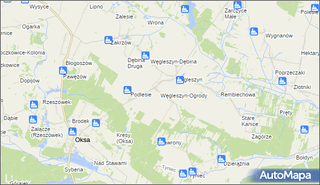 mapa Węgleszyn-Ogrody, Węgleszyn-Ogrody na mapie Targeo