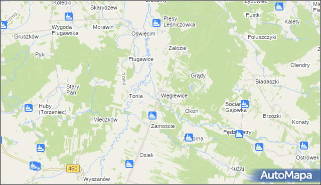 mapa Węglewice gmina Galewice, Węglewice gmina Galewice na mapie Targeo