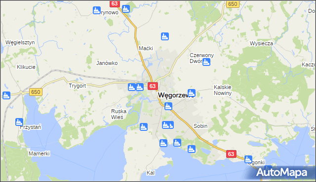 mapa Węgorzewo, Węgorzewo na mapie Targeo