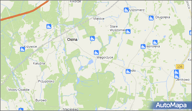 mapa Węgorzyce, Węgorzyce na mapie Targeo