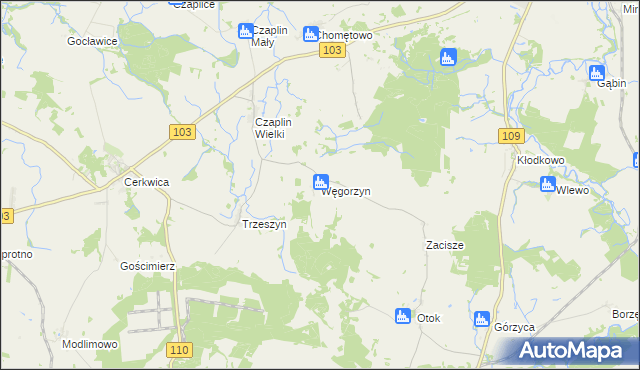 mapa Węgorzyn gmina Karnice, Węgorzyn gmina Karnice na mapie Targeo