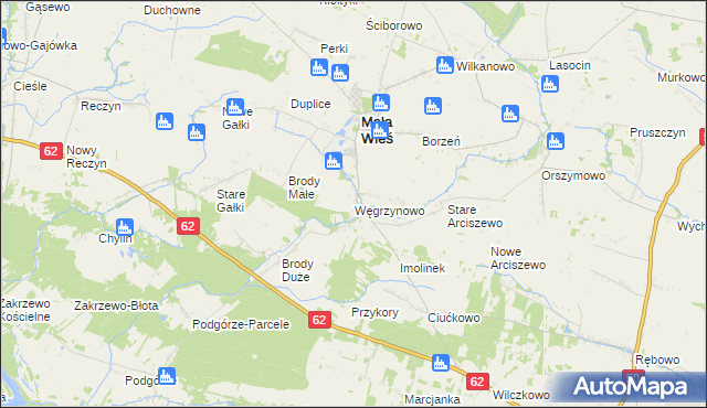 mapa Węgrzynowo gmina Mała Wieś, Węgrzynowo gmina Mała Wieś na mapie Targeo
