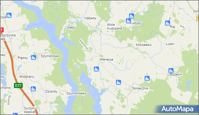 mapa Wenecja gmina Morąg, Wenecja gmina Morąg na mapie Targeo