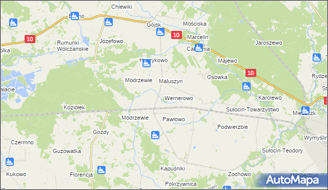 mapa Wernerowo, Wernerowo na mapie Targeo