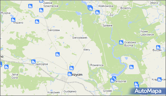 mapa Wery gmina Drzycim, Wery gmina Drzycim na mapie Targeo