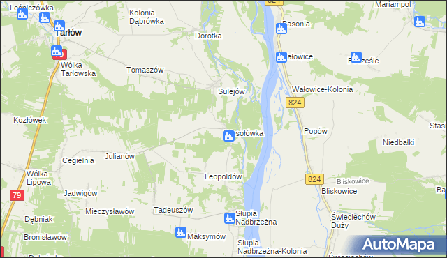 mapa Wesołówka gmina Tarłów, Wesołówka gmina Tarłów na mapie Targeo
