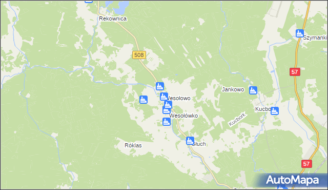 mapa Wesołowo gmina Wielbark, Wesołowo gmina Wielbark na mapie Targeo