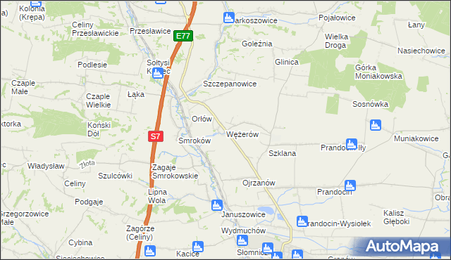 mapa Wężerów, Wężerów na mapie Targeo