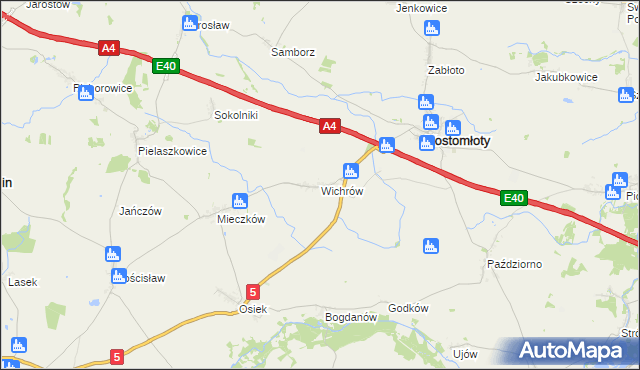 mapa Wichrów gmina Kostomłoty, Wichrów gmina Kostomłoty na mapie Targeo