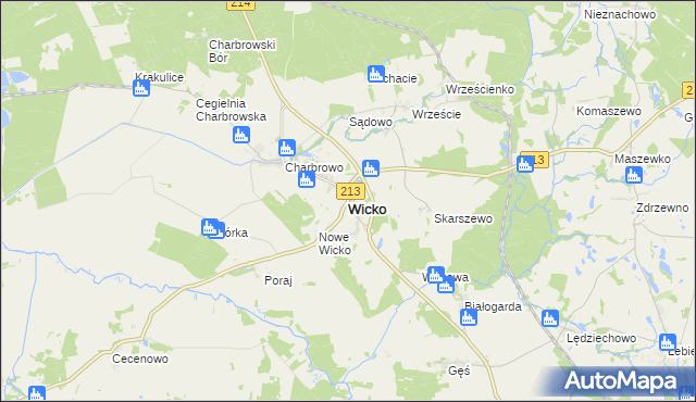 mapa Wicko powiat lęborski, Wicko powiat lęborski na mapie Targeo