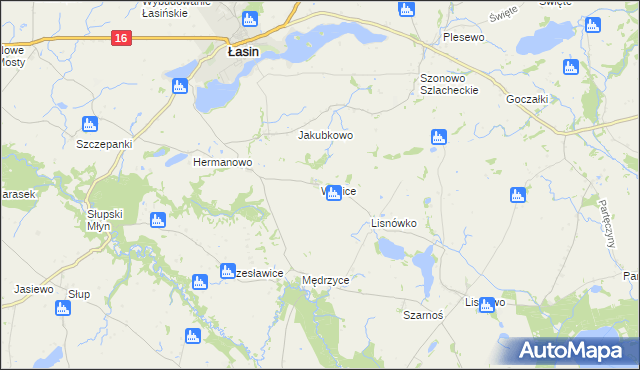 mapa Widlice gmina Świecie nad Osą, Widlice gmina Świecie nad Osą na mapie Targeo