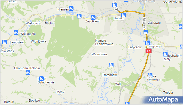 mapa Widniówka gmina Krasnystaw, Widniówka gmina Krasnystaw na mapie Targeo