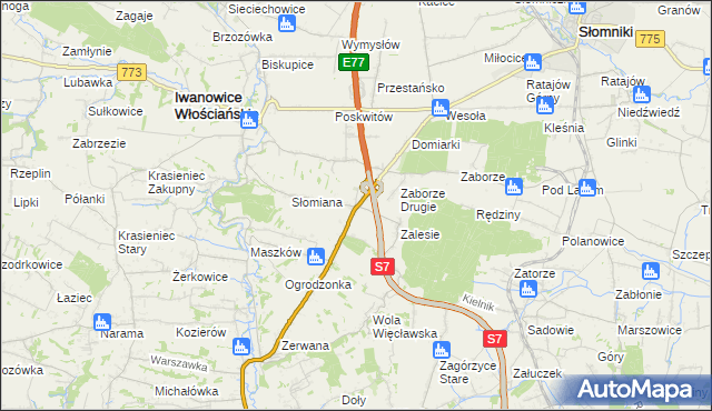 mapa Widoma gmina Iwanowice, Widoma gmina Iwanowice na mapie Targeo